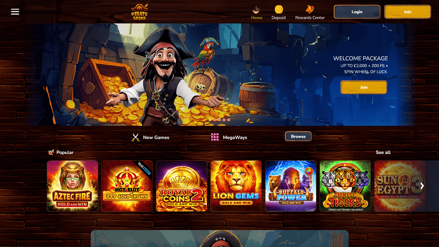 PirateSpins Casino Desktop screenshot